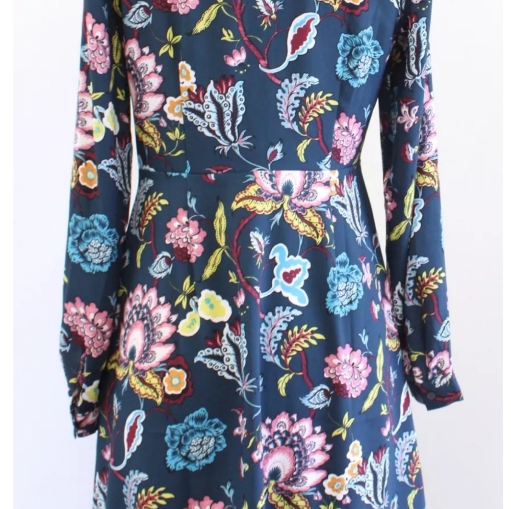 Ann Taylor LOFT Teal Floral Midi Dress size 8